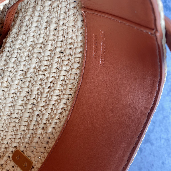 Y*L le 37 leather-trimmed raffia bucket bag-20*25*16cm