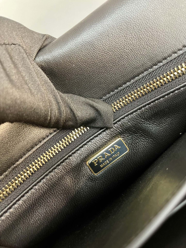 Pra*a soft sound large leather shoulder bag with charms