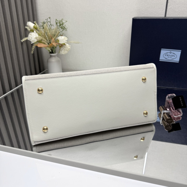 Pra*a medium linen blend and leather tote bag - 35*22.5*18cm