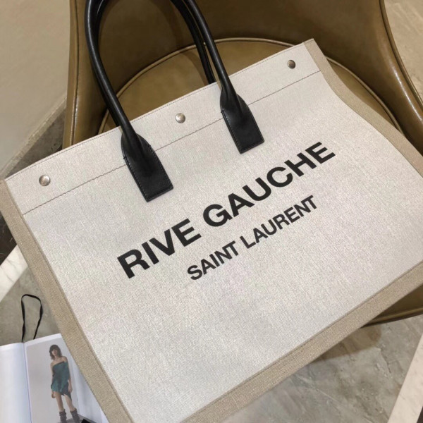 Y*L rive gauche tote bag in linen and leather