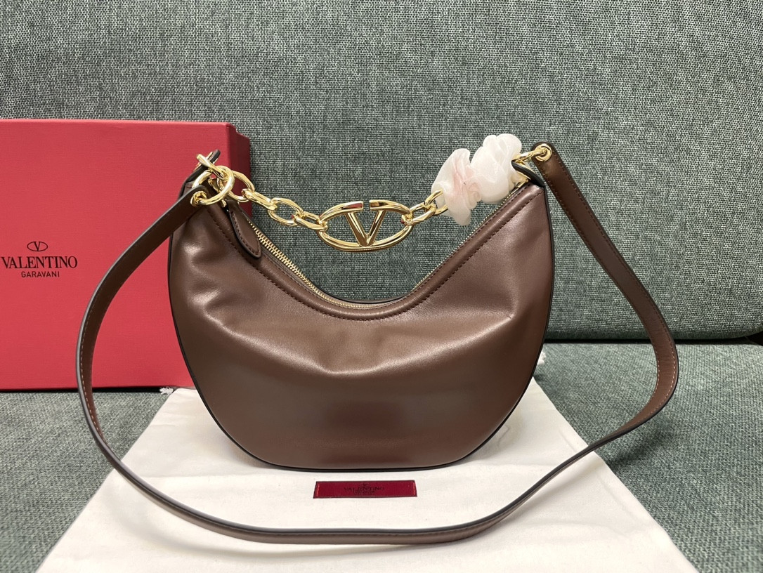 VALENTINO Small Vlogo Moon Hobo Bag - 29*23*11CM