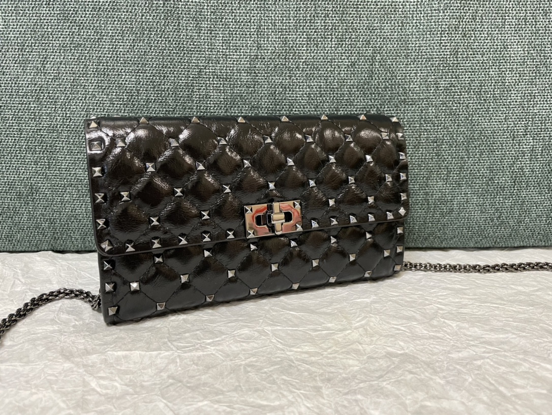 Valentino Rockstud Spike Nappa Leather Crossbody Clutch Bag