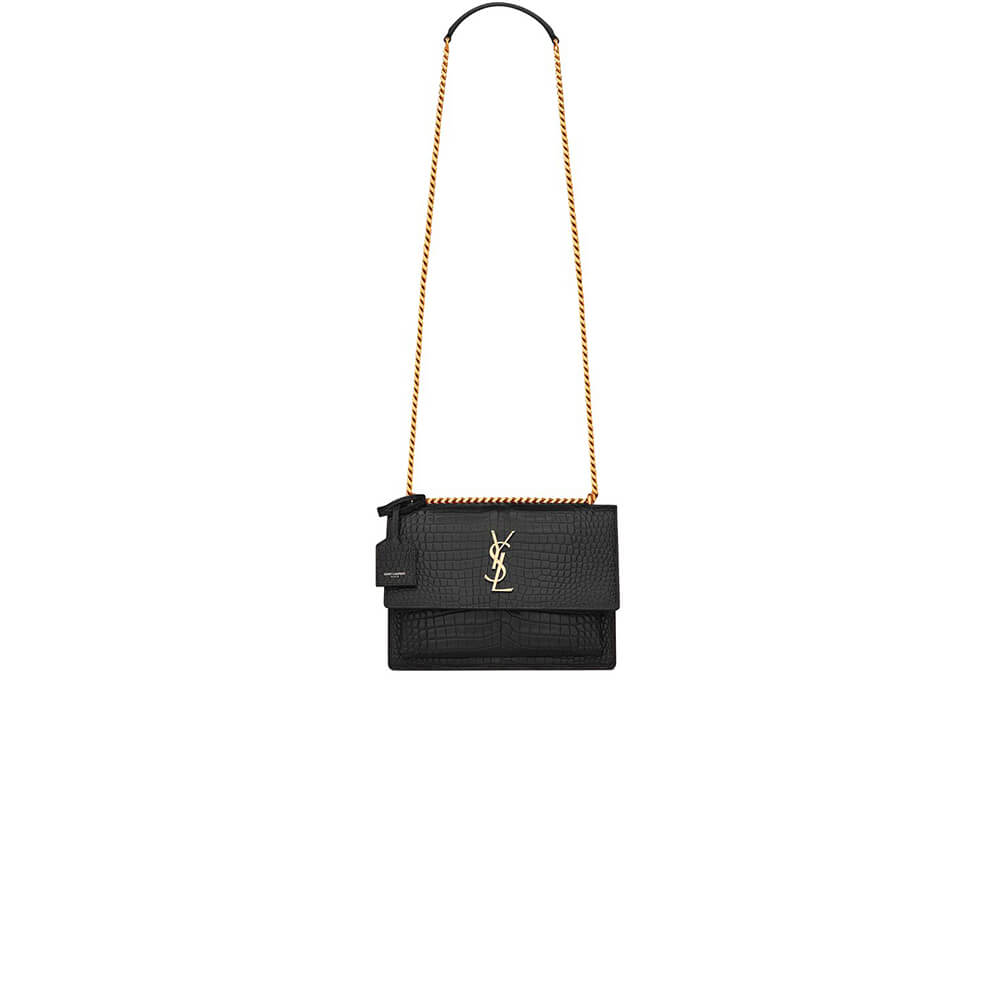 YSL Crocodile-embossed leather SUNSET Medium
