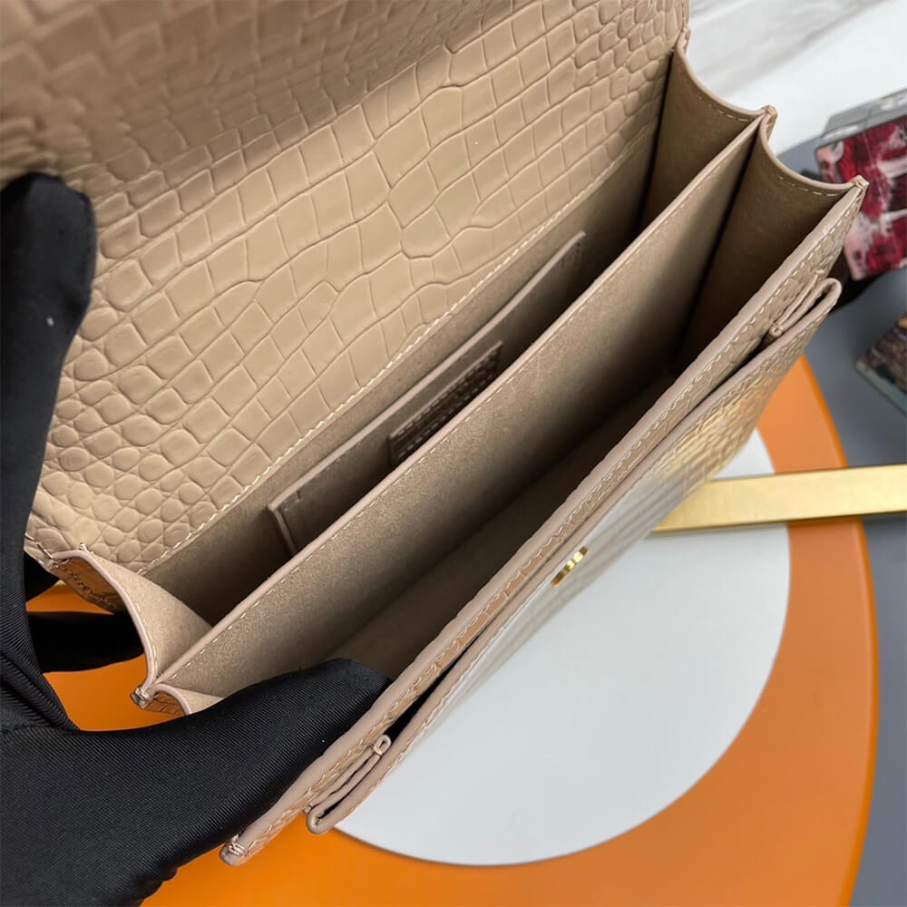 YSL Crocodile-embossed leather SUNSET Medium