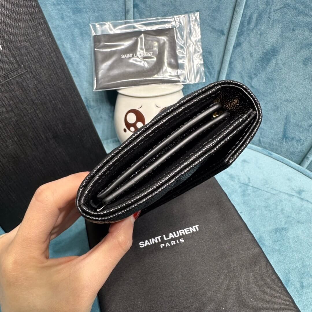 YSL CASSANDRE MATELASSÉ LARGE FLAP WALLET IN GRAIN DE POUDRE LEATHER